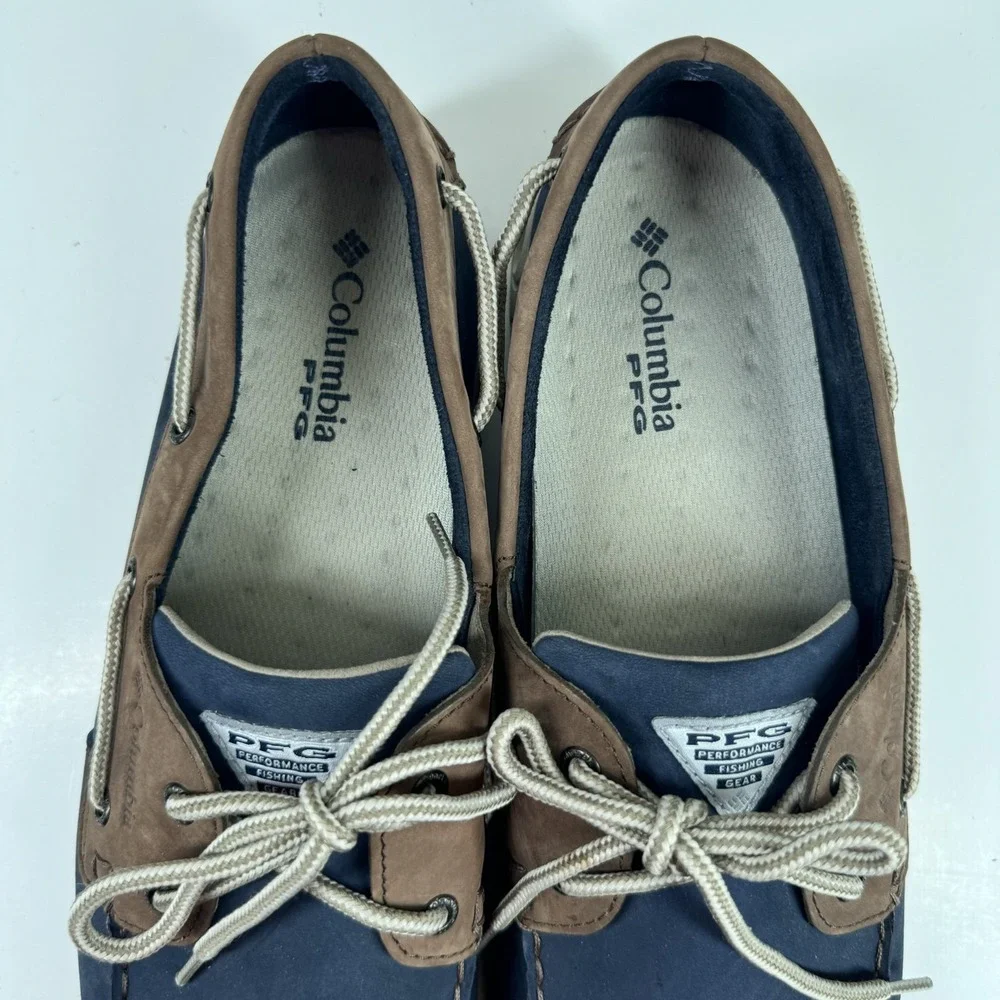 Columbia PFG Bonehead Vent Men's US 14 Navy Blue Leather Boat Shoes BM4438-464